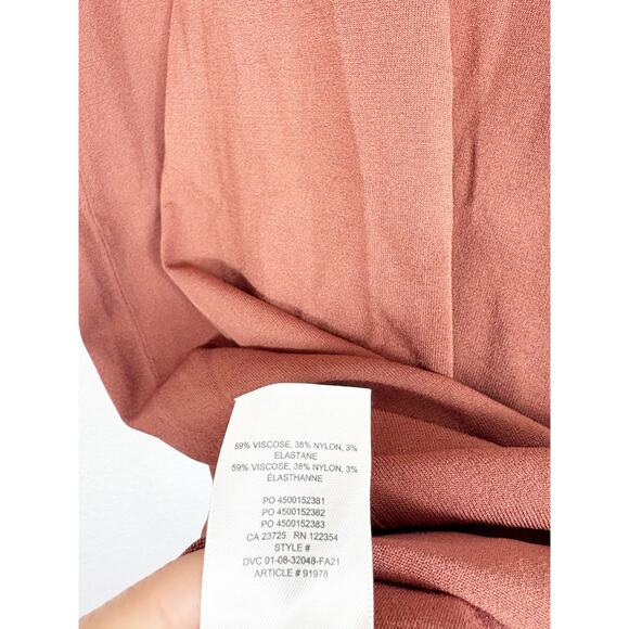 Aritzia Babaton Fame Polo Dress Small Rich Copper Ribbed Long Sleeves Stretch - Picture 6 of 13